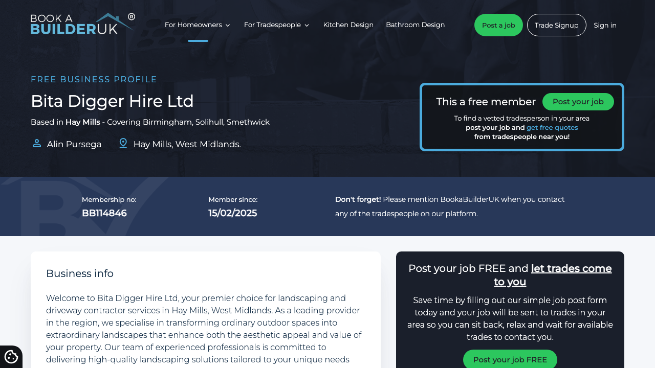 BITA DIGGER HIRE LTD website preview