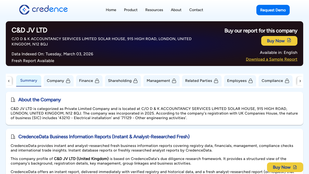 C&D JV LTD website preview