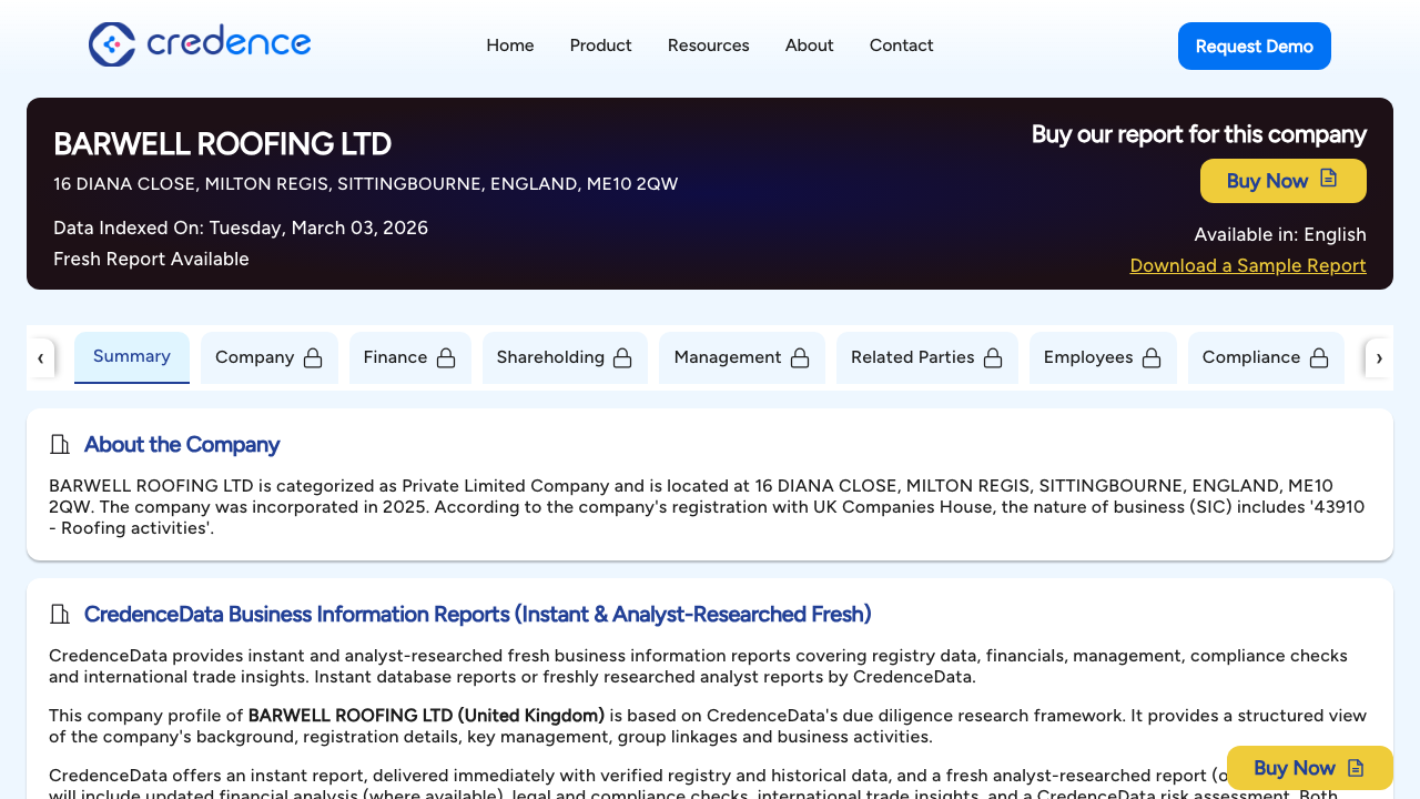 BARWELL ROOFING LTD website preview