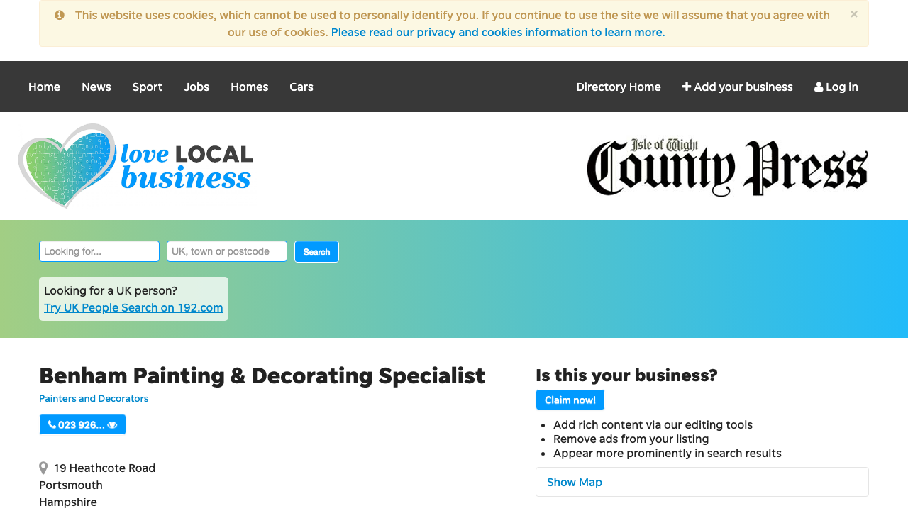 BENHAM PAINTING & DECORATING LTD website preview