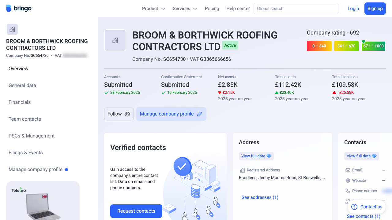 BROOM & BORTHWICK ROOFING CONTRACTORS LTD website preview
