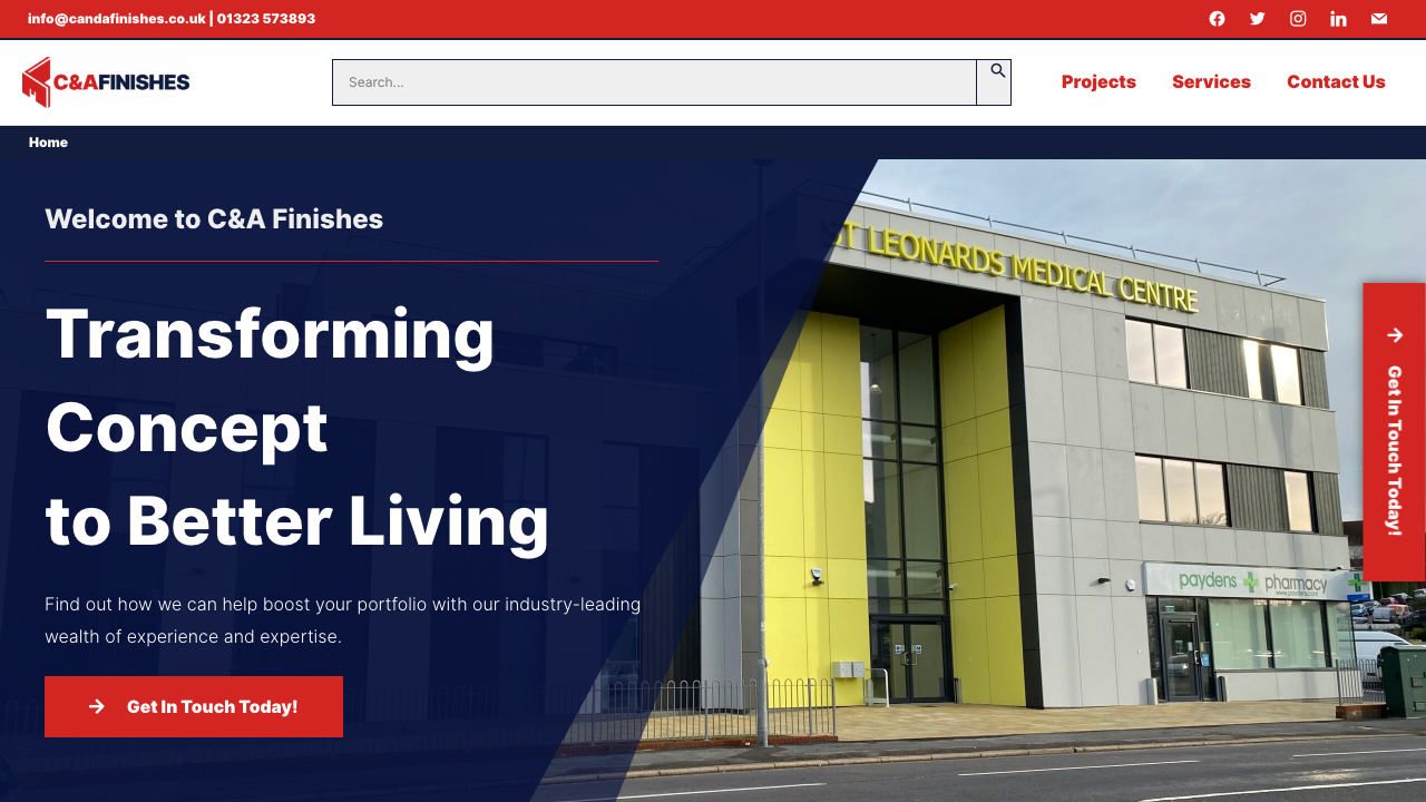 C & A FINISHES LIMITED website preview