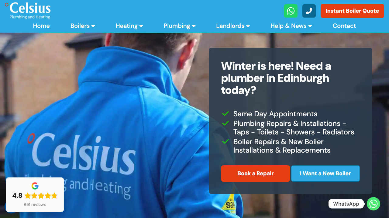 CELSIUS PLUMBING & HEATING (EDINBURGH) LTD website preview