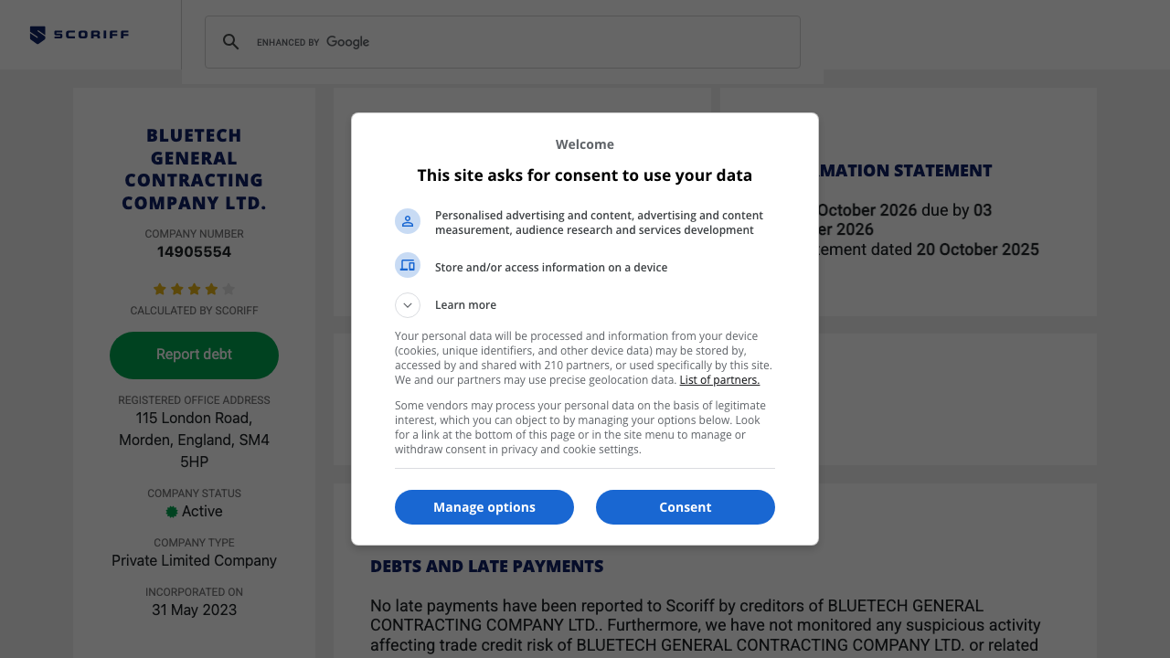 BLUETECH GENERAL CONTRACTING COMPANY LTD. website preview