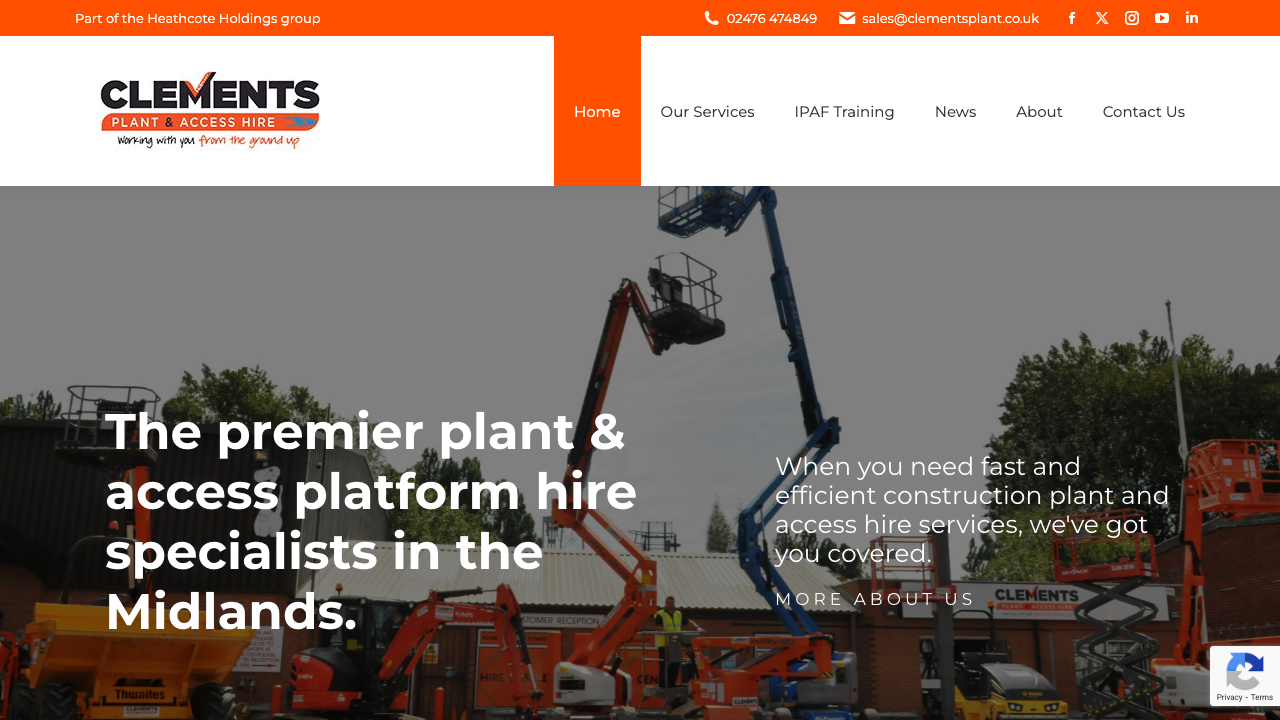 CLEMENTS PLANT & TOOL HIRE LIMITED website preview