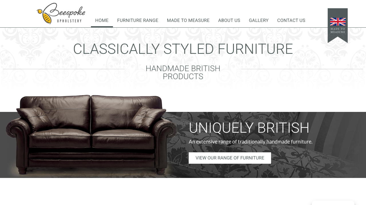 BEESPOKE UPHOLSTERY LTD. website preview