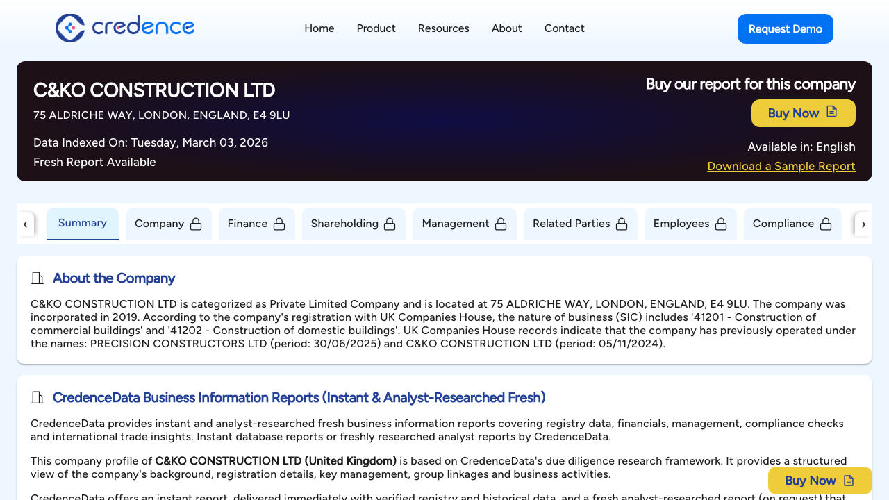 C&KO CONSTRUCTION LTD website preview