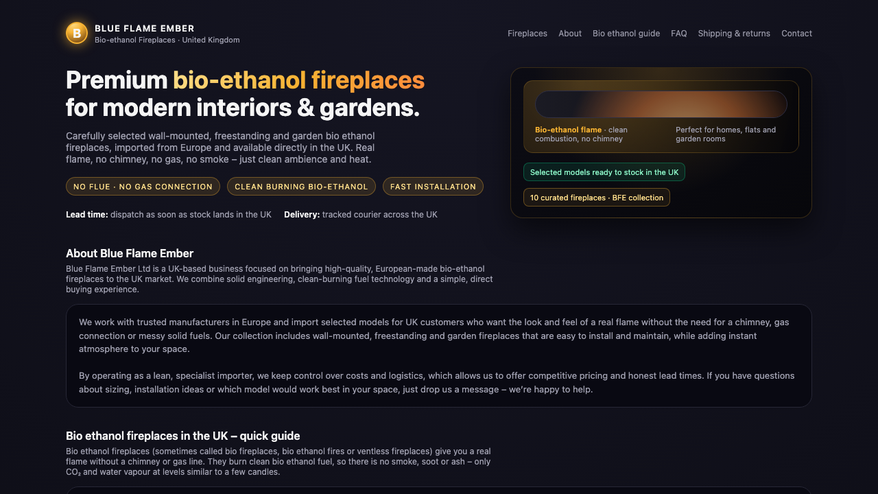 BLUE FLAME FIRE ENGINEERING LTD website preview