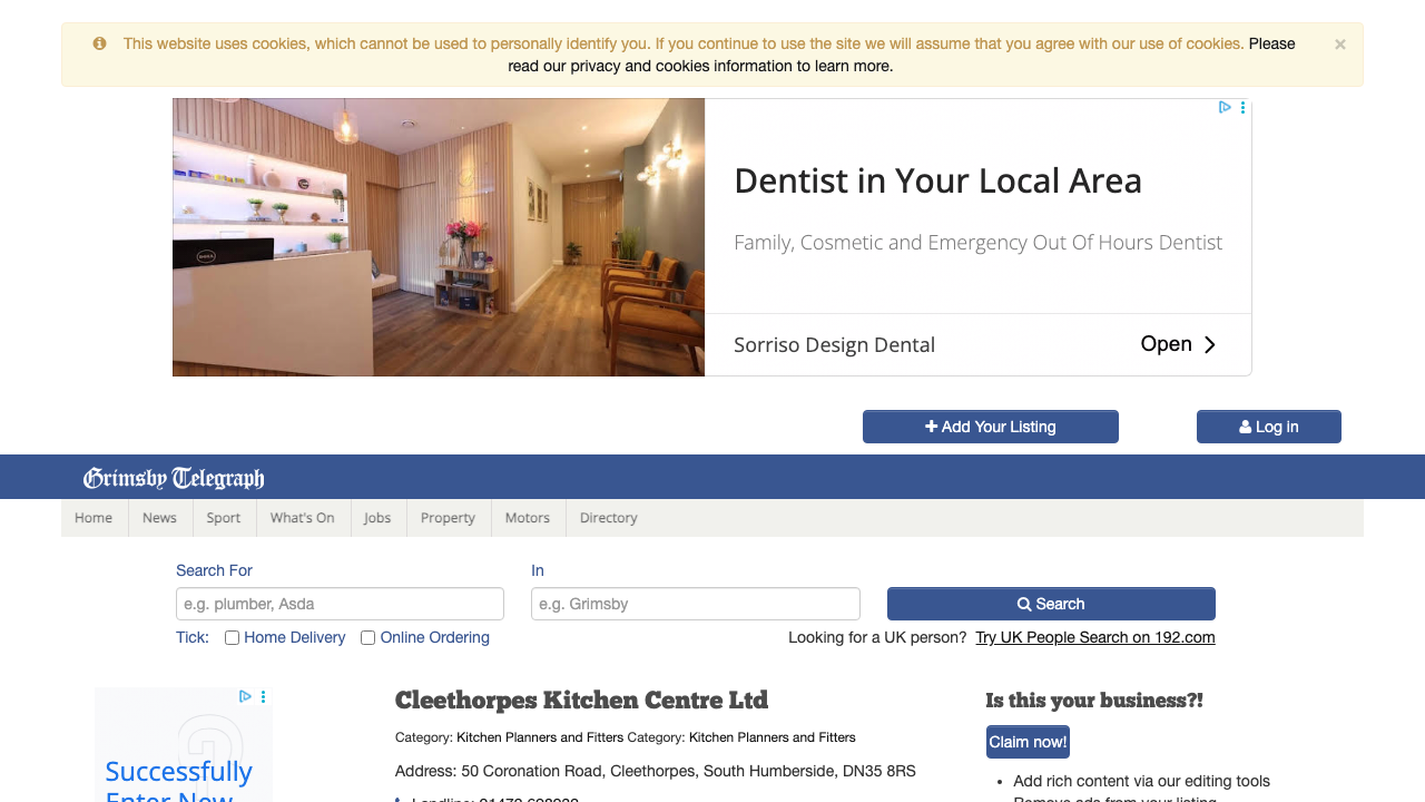 CLEETHORPES KITCHEN CENTRE LIMITED website preview