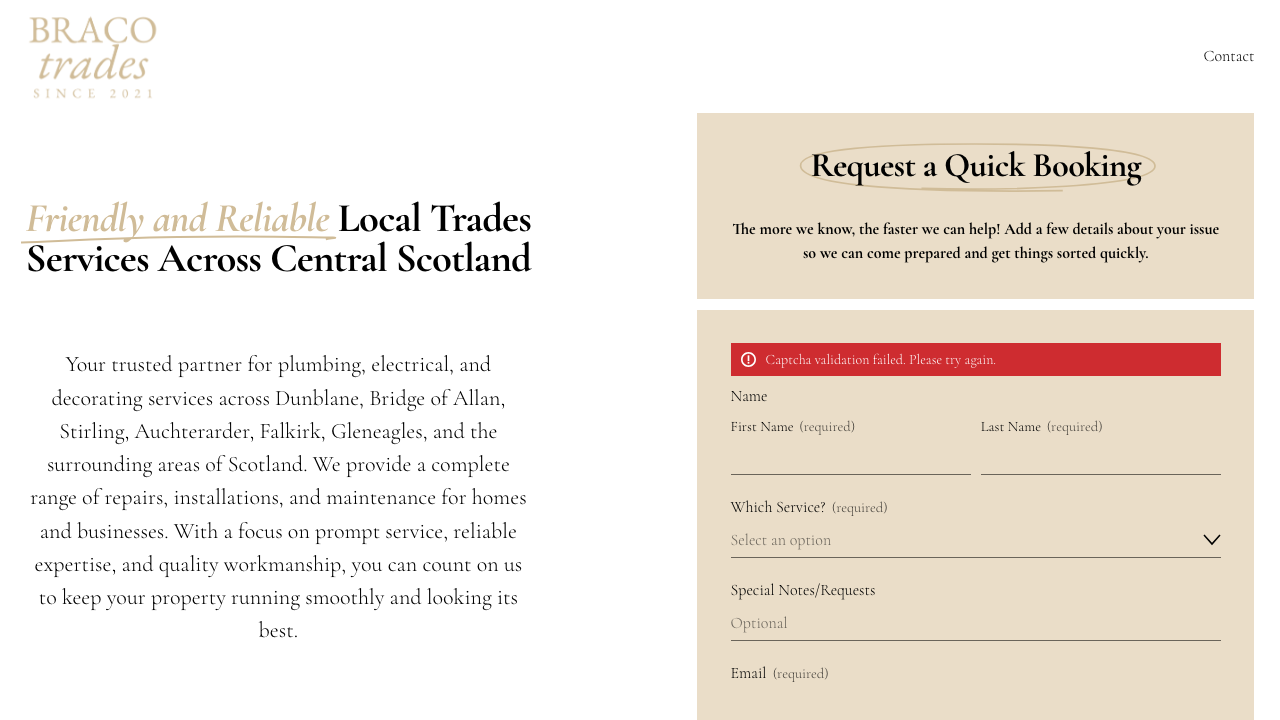 BRACO PLUMBERS LTD website preview