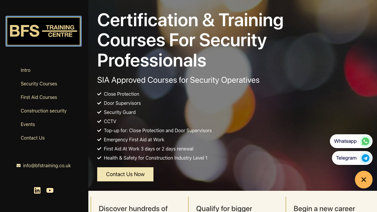 BFS TRAINING CENTRE LTD website preview