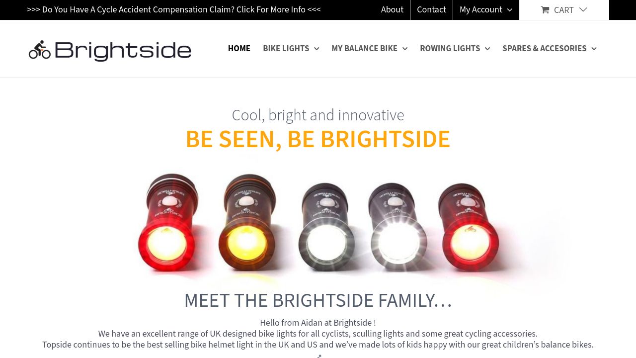 BRIGHTSIDE BIKE LIGHTS LIMITED website preview