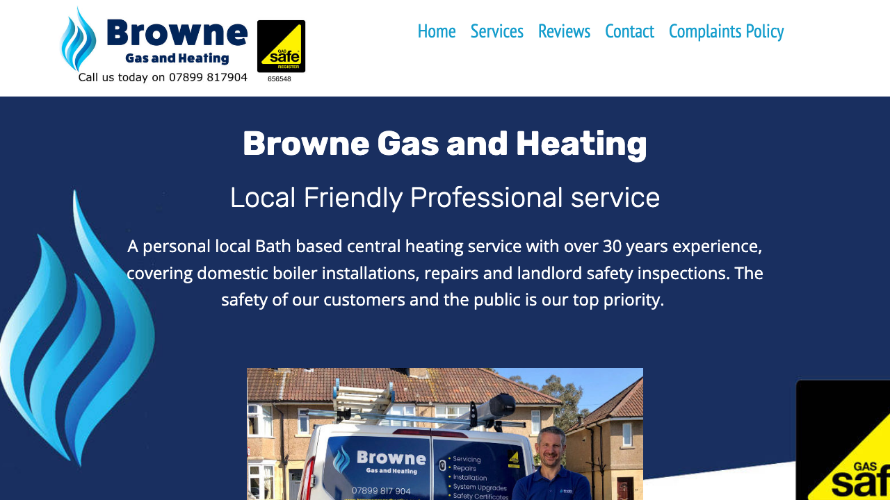 BROWNE GAS AND HEATING LTD website preview