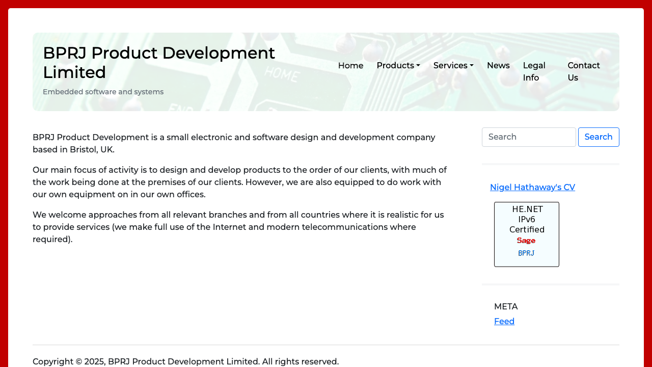 BPRJ PRODUCT DEVELOPMENT LIMITED website preview