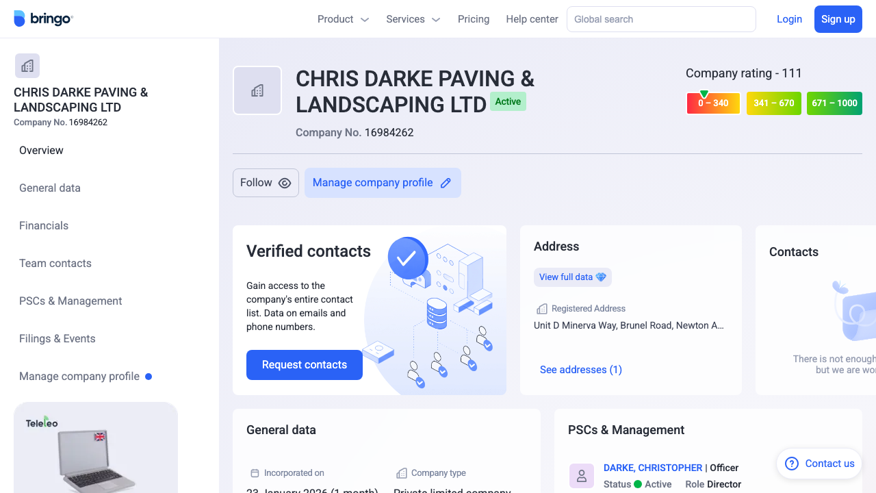 CHRIS DARKE PAVING & LANDSCAPING LTD website preview