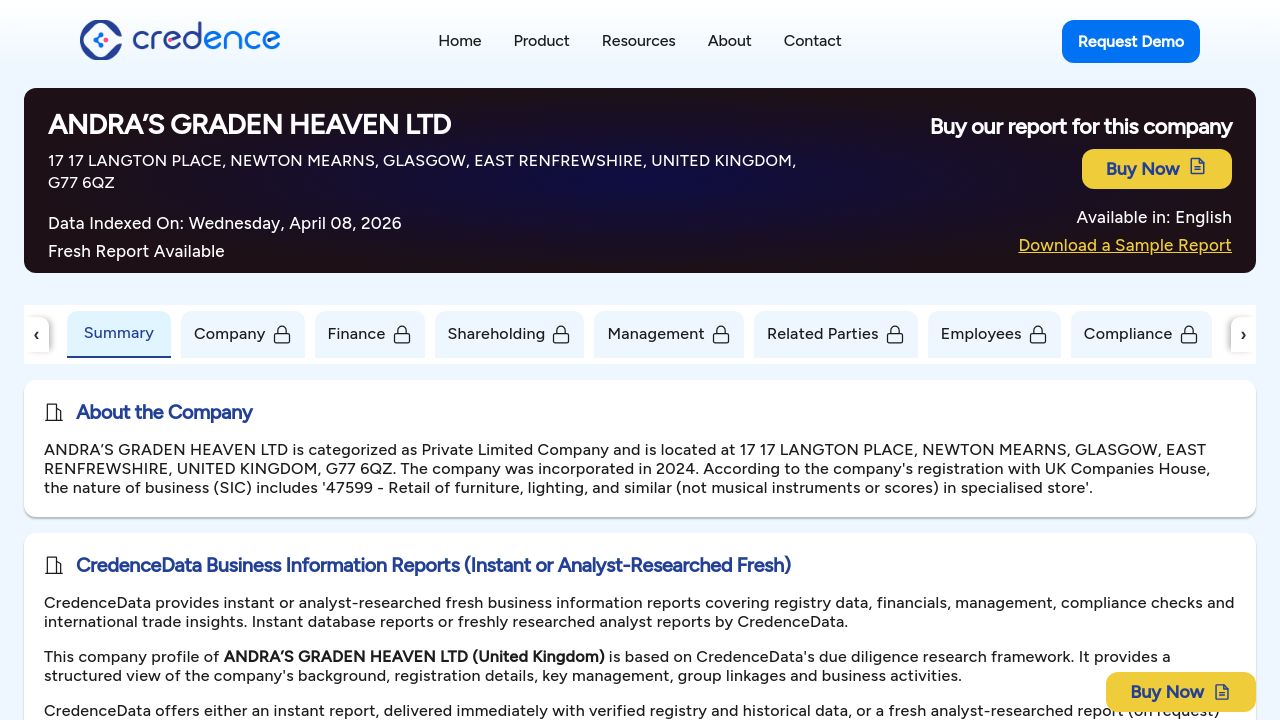 ANDRA’S GRADEN HEAVEN LTD website preview
