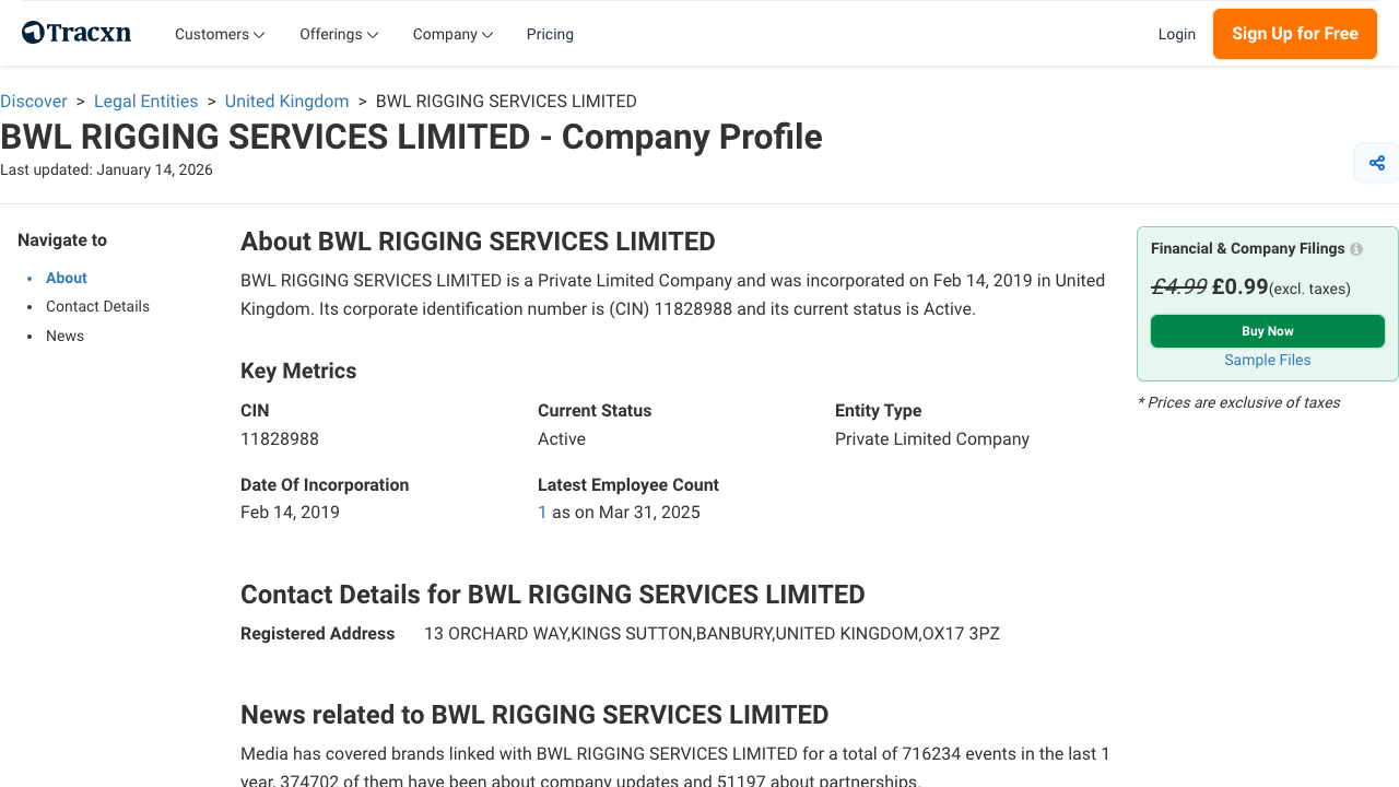 BWL RIGGING SERVICES LIMITED website preview