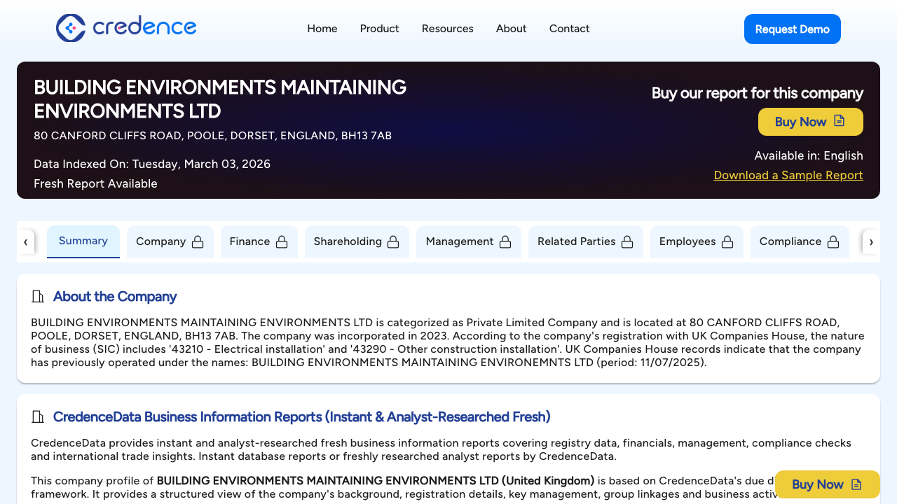 BUILDING ENVIRONMENTS MAINTAINING ENVIRONMENTS LTD website preview