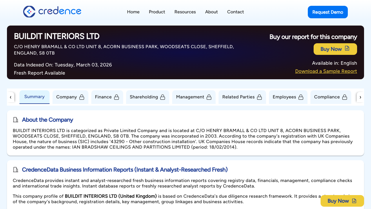 BUILDIT INTERIORS LTD website preview