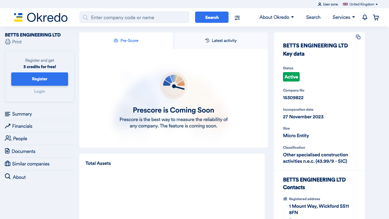 BETTS ENGINEERING LTD website preview