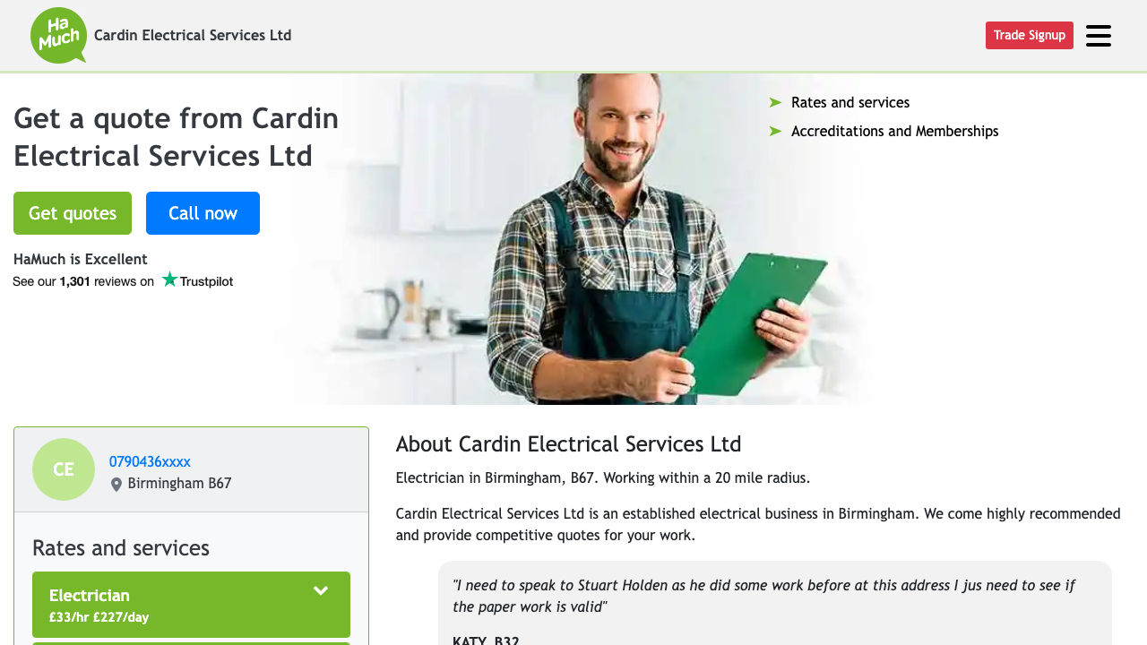 CARDIN ELECTRICAL SERVICES LTD website preview