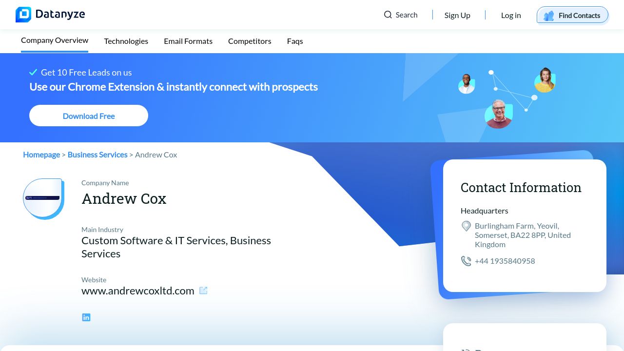 ANDREW COX LIMITED website preview