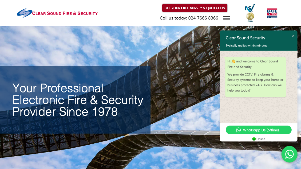 CLEARSOUND ALARMS LIMITED website preview