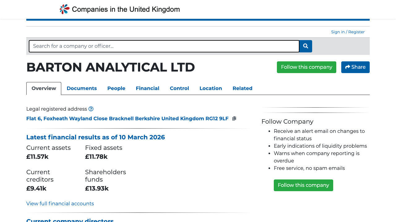 BARTON ANALYTICAL LTD website preview