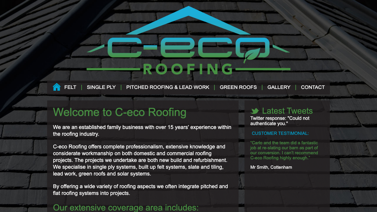 C-ECO ROOFING LTD website preview