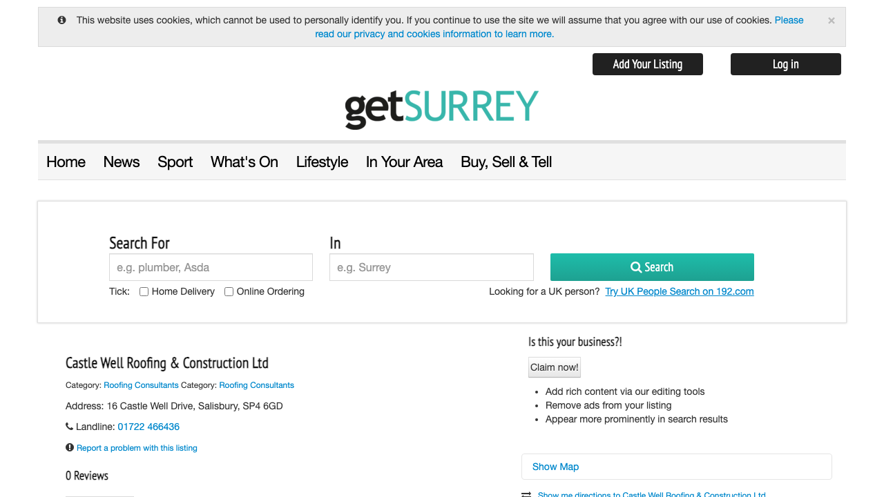 CASTLE WELL ROOFING & CONSTRUCTION LTD. website preview