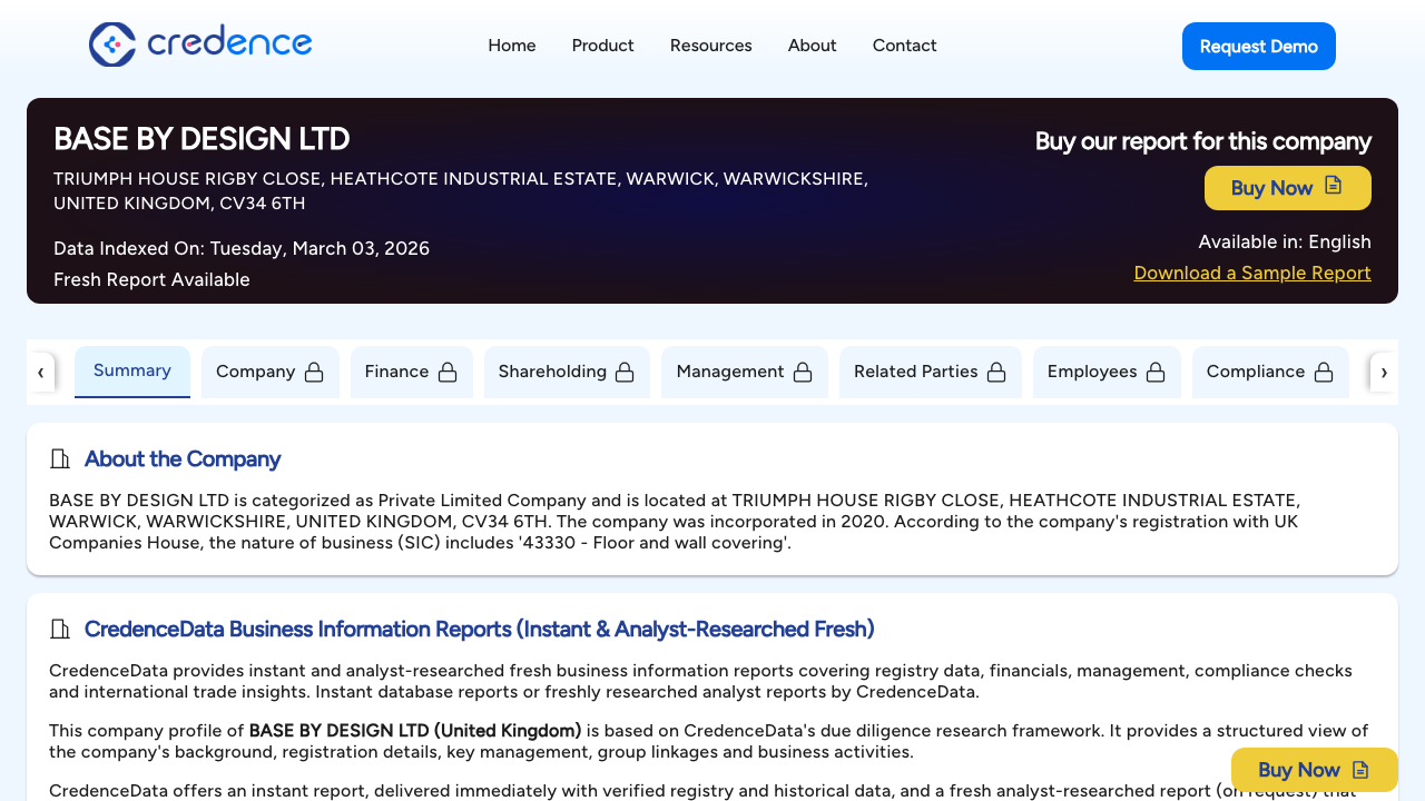 BASE BY DESIGN LTD website preview