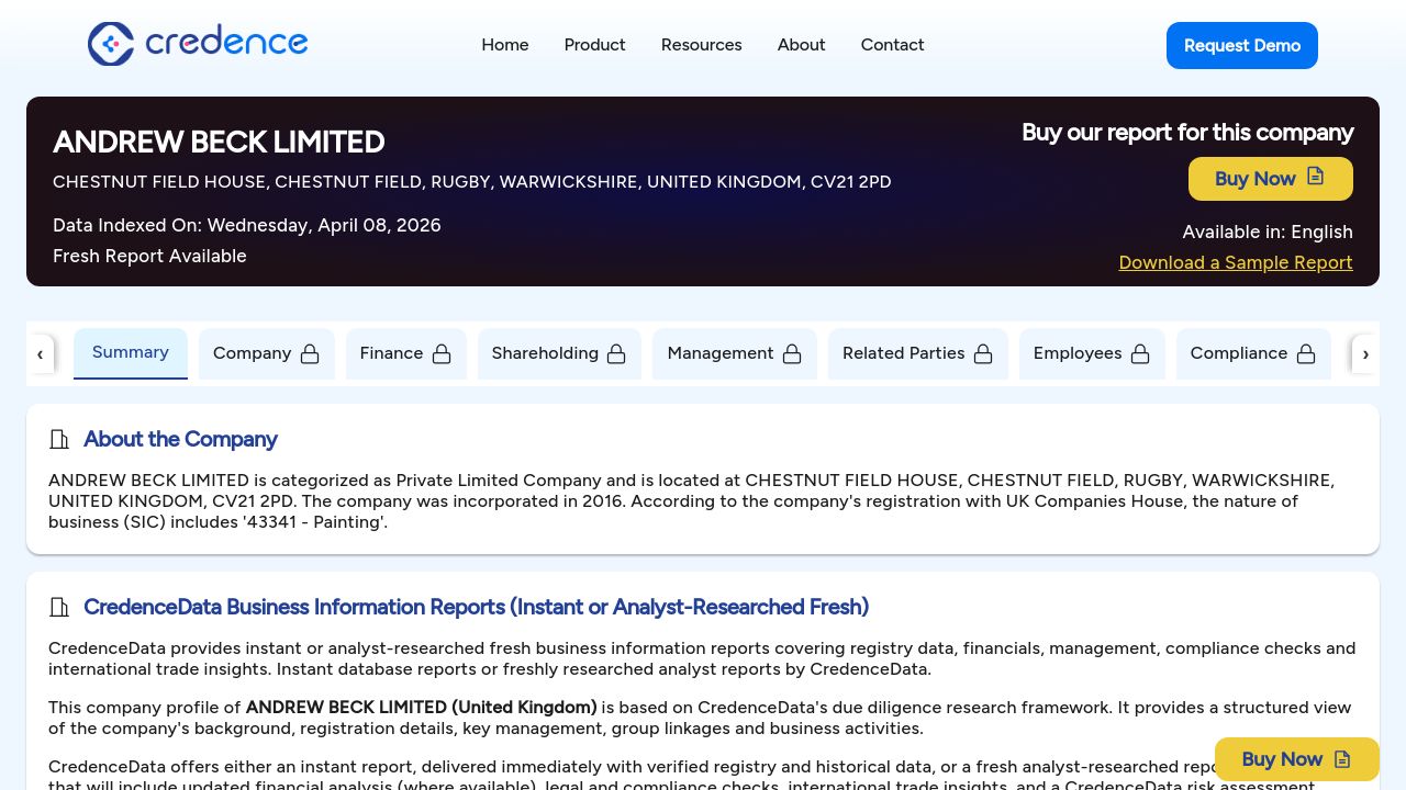 ANDREW BECK LIMITED website preview