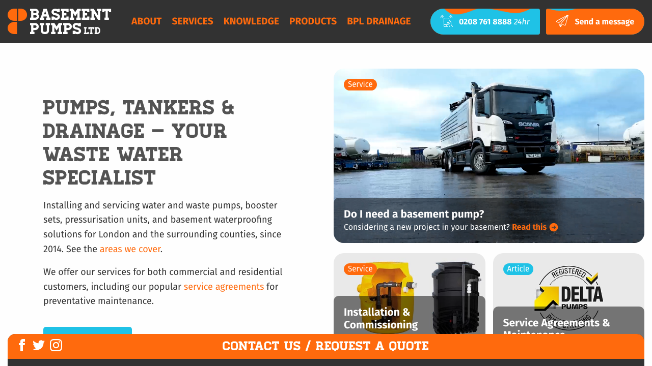 BASEMENT PUMPS LIMITED website preview