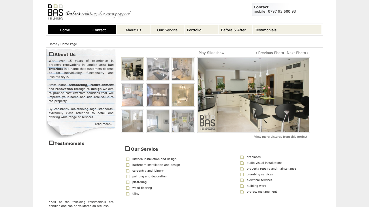 BAS INTERIORS LTD website preview