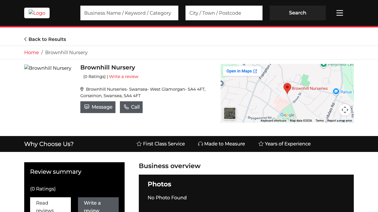 BROWNHILL NURSERIES LIMITED website preview