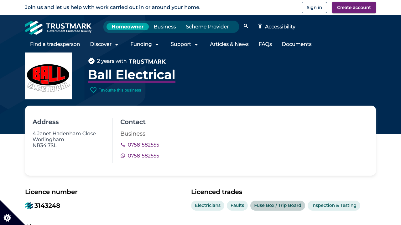 BALL ELECTRICAL SERVICES LIMITED website preview