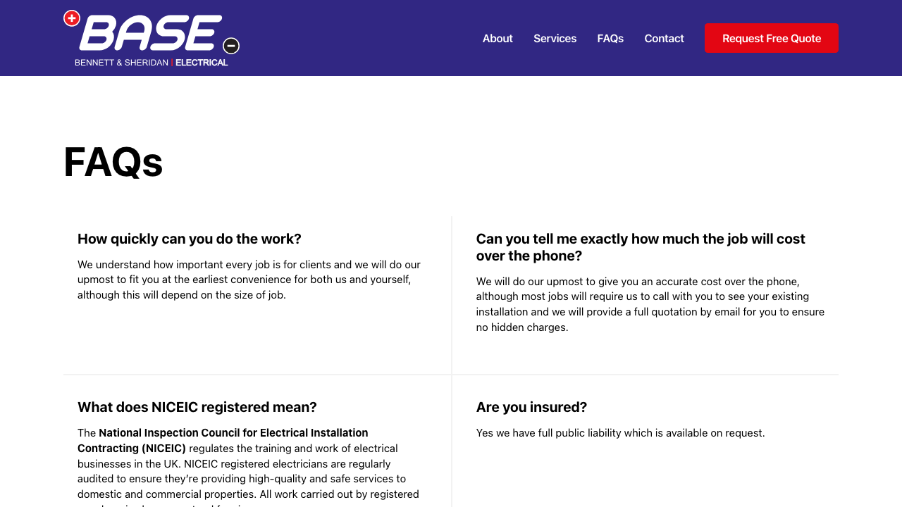 BASE ELECTRICAL LTD website preview