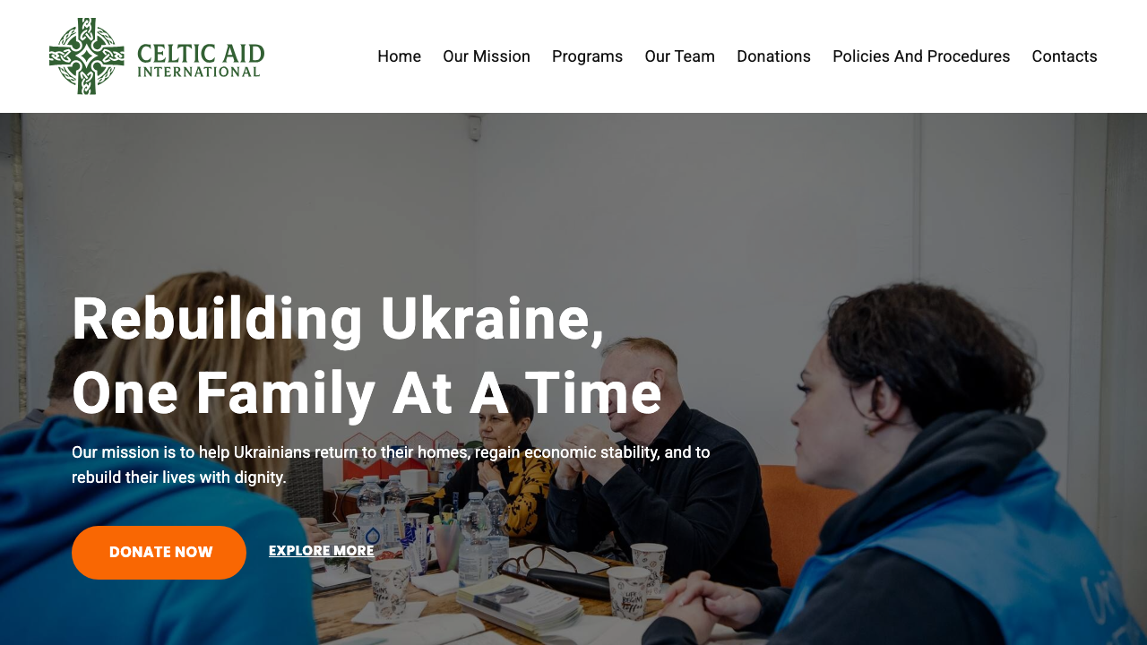 CELTIC AID INTERNATIONAL website preview