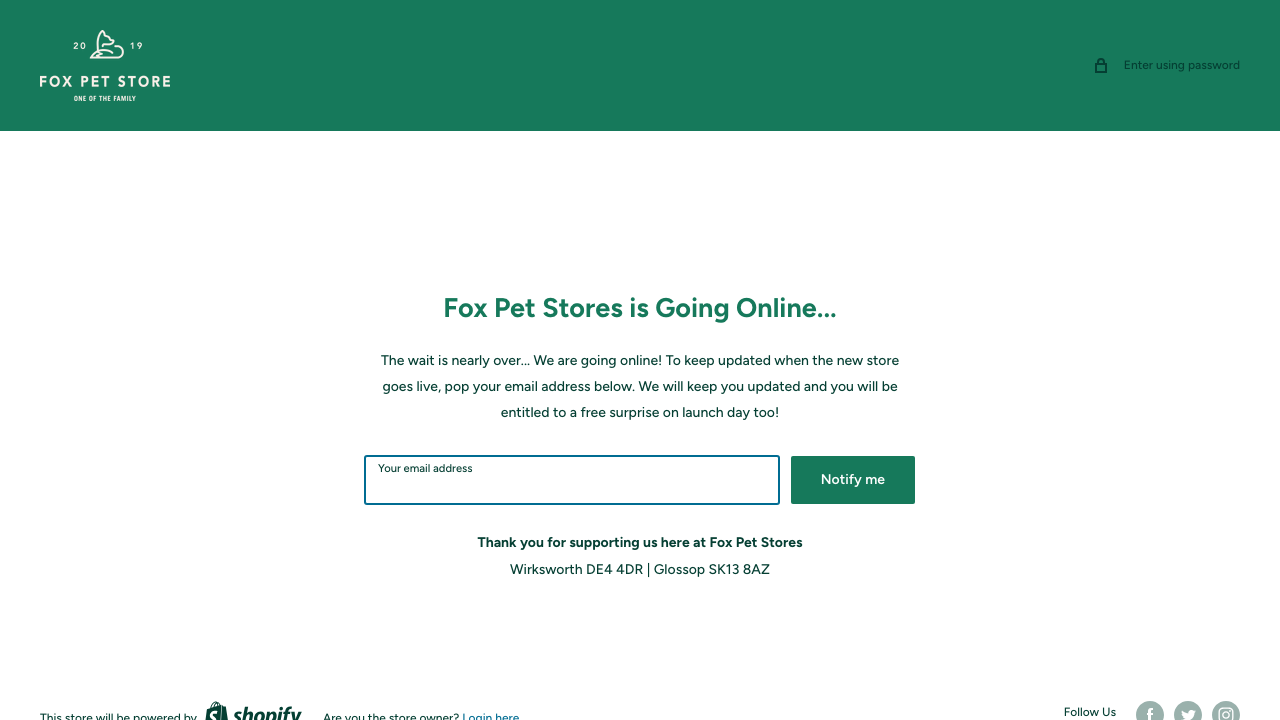 FOX PET STORES LIMITED website preview