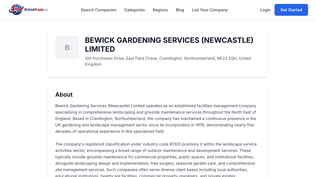 BEWICK GARDENING SERVICES (NEWCASTLE) LIMITED website preview