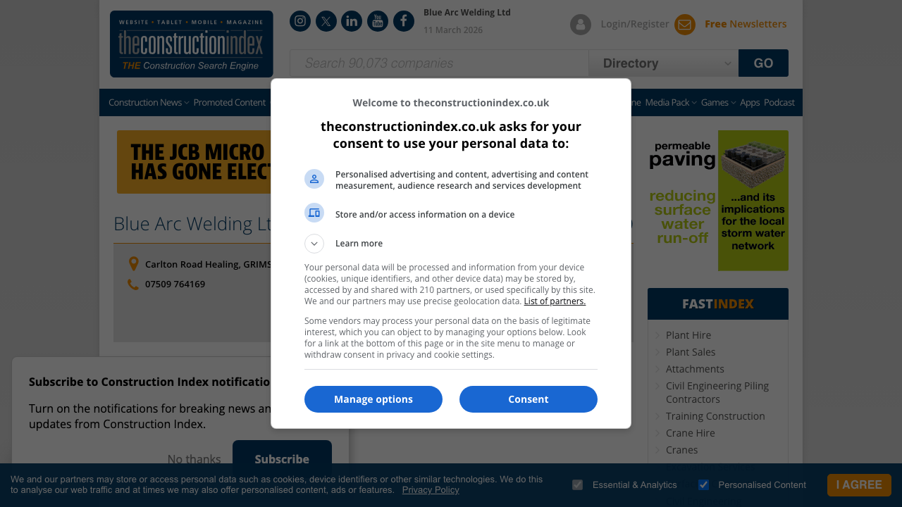 BLUE ARC WELDING LIMITED website preview