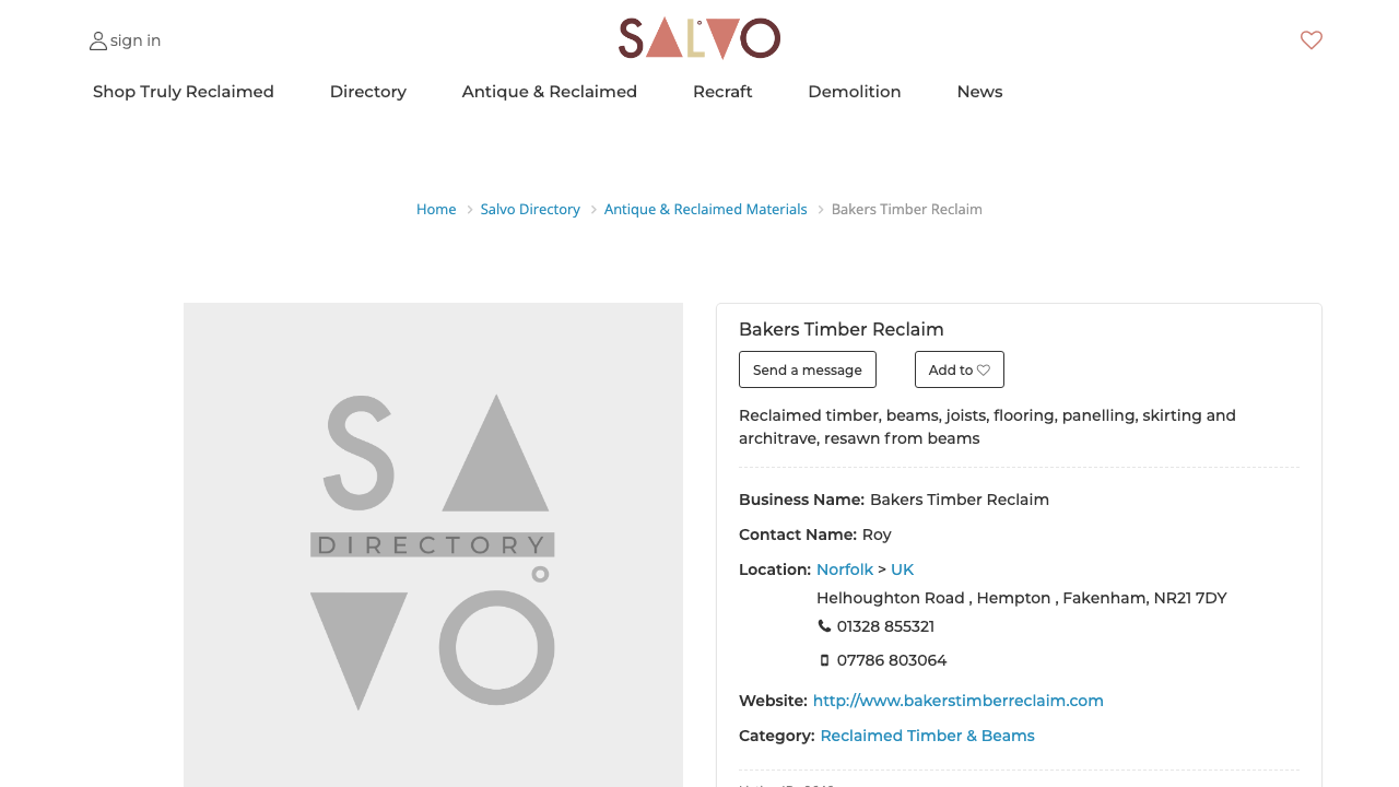 BAKERS TIMBER RECLAIM  LTD. website preview