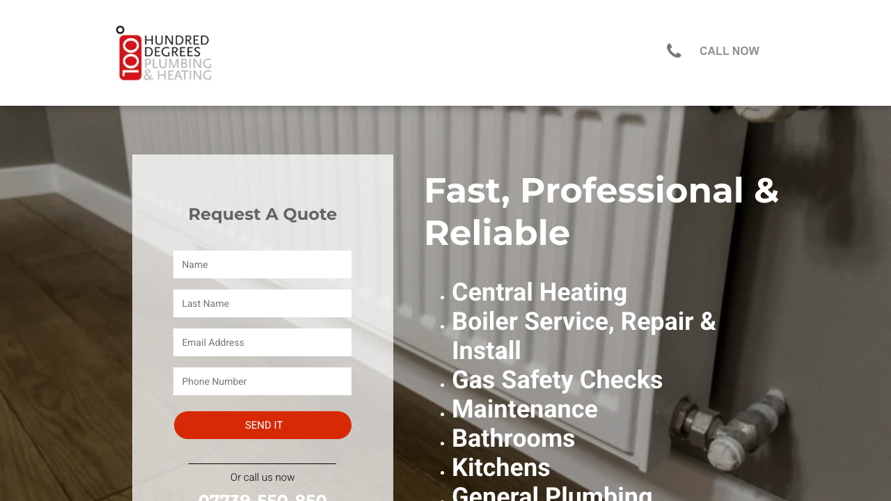 100% HEATING AND PLUMBING LIMITED website preview