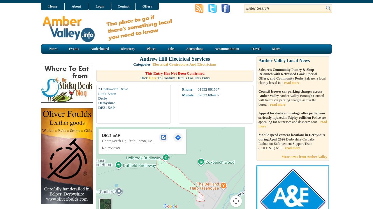 ANDREW HILL ELECTRICAL SERVICES LIMITED website preview