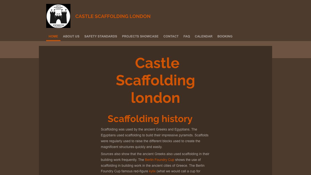 CASTLE SCAFFOLDING LONDON LTD website preview