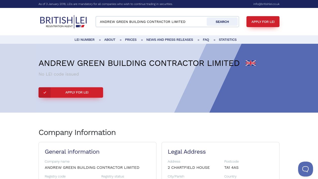 ANDREW GREEN BUILDING CONTRACTOR LIMITED website preview