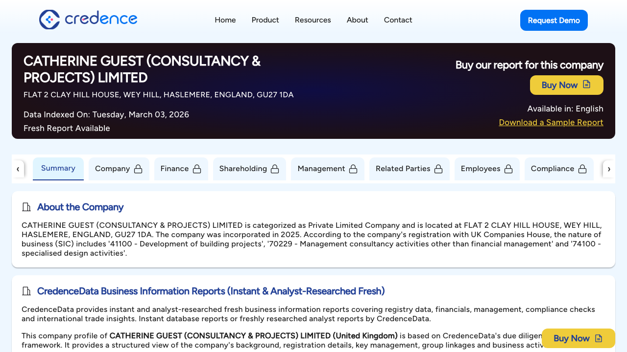 CATHERINE GUEST (CONSULTANCY & PROJECTS) LIMITED website preview