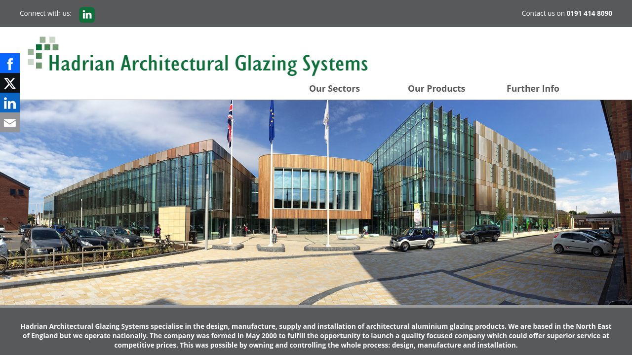 HADRIAN ARCHITECTURAL GLAZING SYSTEMS LIMITED website preview