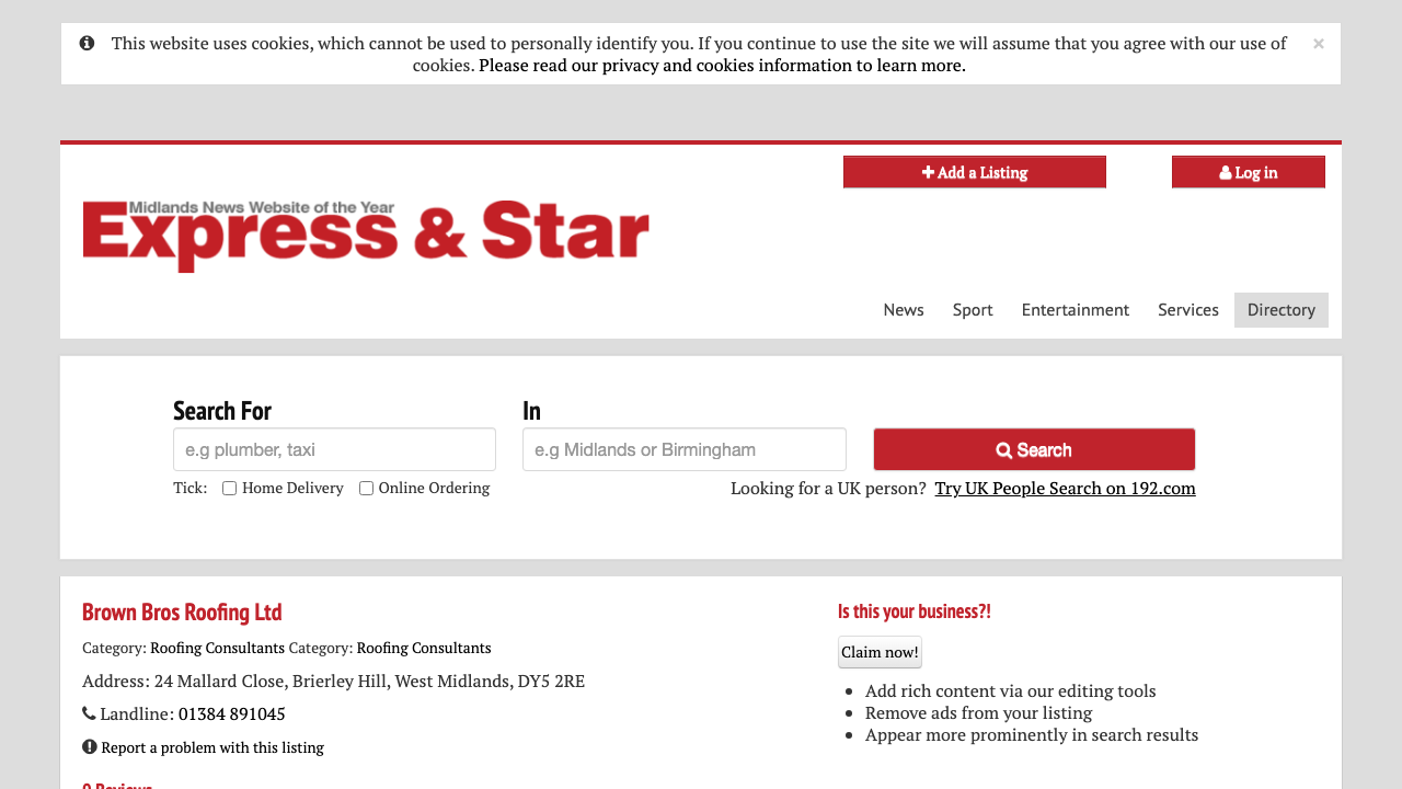 BROWN BROS ROOFING LTD website preview