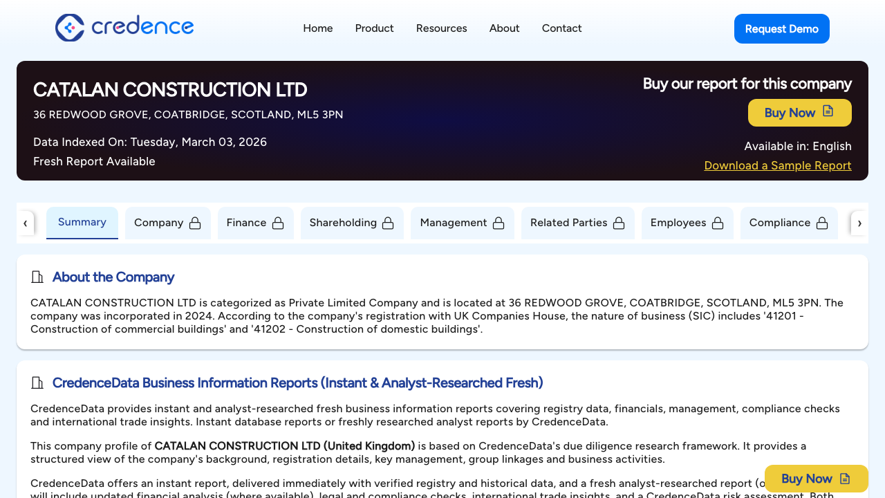 CATALAN CONSTRUCTION LTD website preview